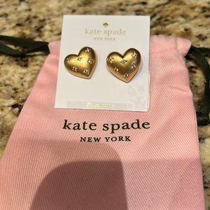 NWT Kate Spade brushed gold hearts with cubic zirconia